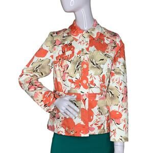 Parisian Signature Jacket Floral Print Size 10 Petite Button Closure